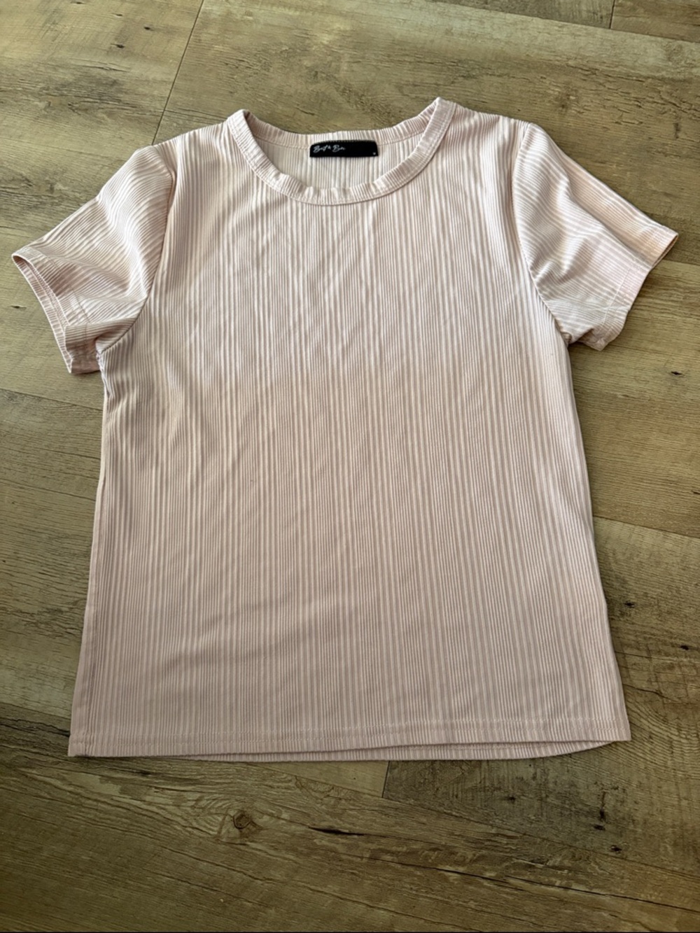 Everyday Ribbed Crewneck Tee in Pale Pink